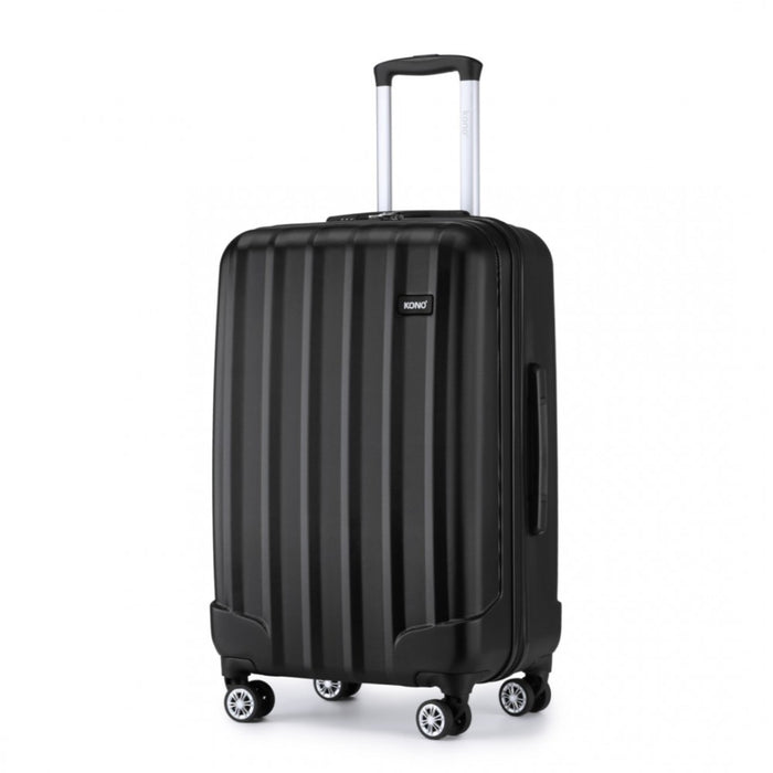 Striped ABS+PC Hard Shell Luggage with 360-Degree Spinner Wheels – 28-Inch – Black