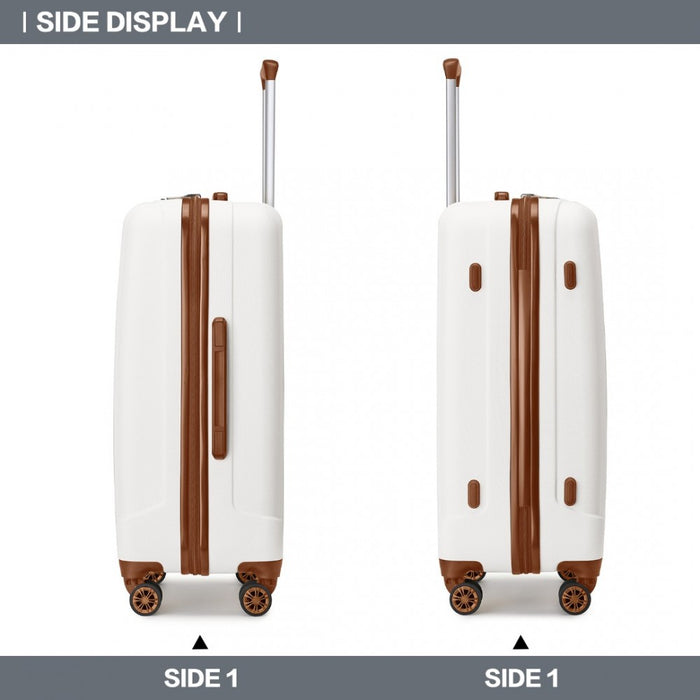 Striped ABS+PC Hard Shell Luggage with 360-Degree Spinner Wheels – 24-Inch – Cream