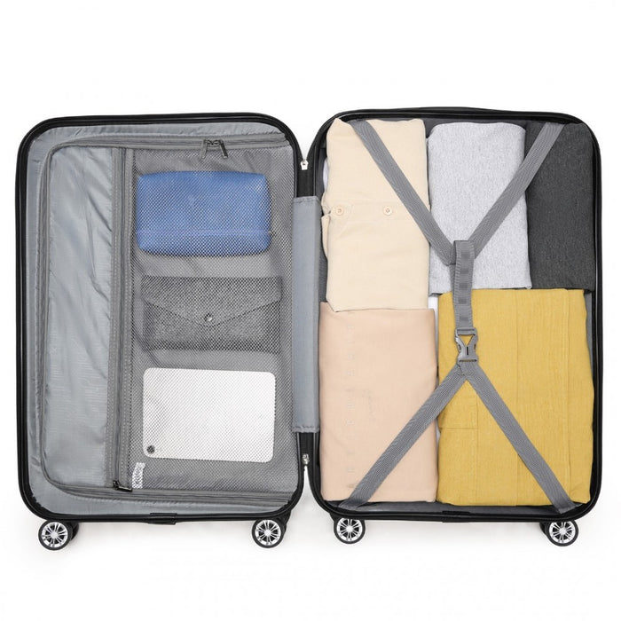 ABS+PC Hard Shell Cabin Luggage with Vertical Stripes – 19-Inch – Grey
