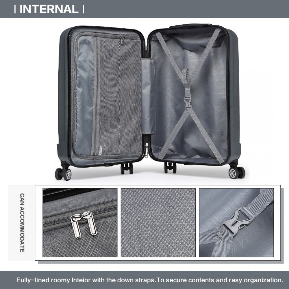 ABS+PC Hard Shell Cabin Luggage with Vertical Stripes – 19-Inch – Grey