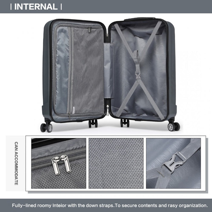 ABS+PC Hard Shell Cabin Luggage with Vertical Stripes – 19-Inch – Grey