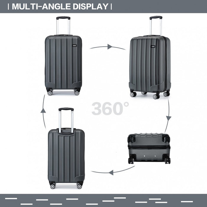 ABS+PC Hard Shell Cabin Luggage with Vertical Stripes – 19-Inch – Grey