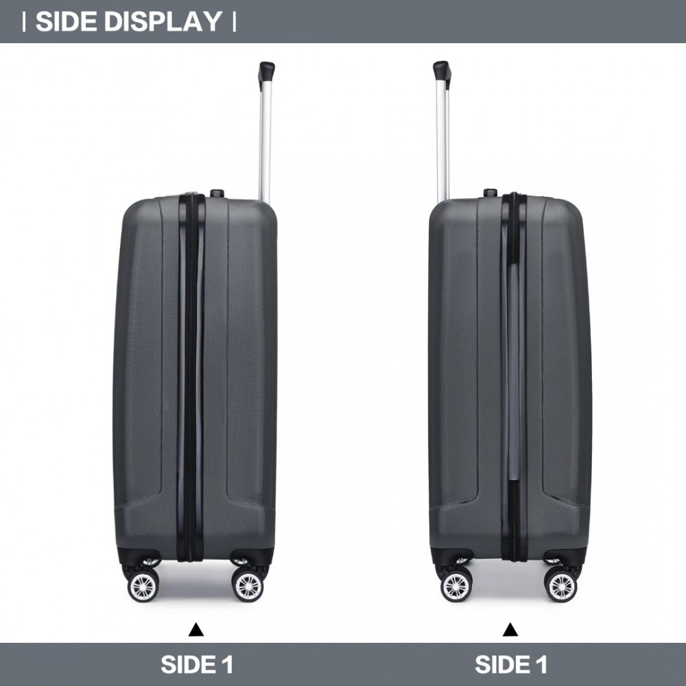 ABS+PC Hard Shell Cabin Luggage with Vertical Stripes – 19-Inch – Grey