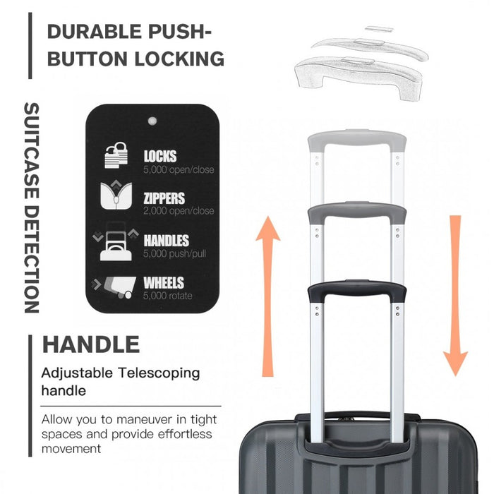 ABS+PC Hard Shell Cabin Luggage with Vertical Stripes – 19-Inch – Grey
