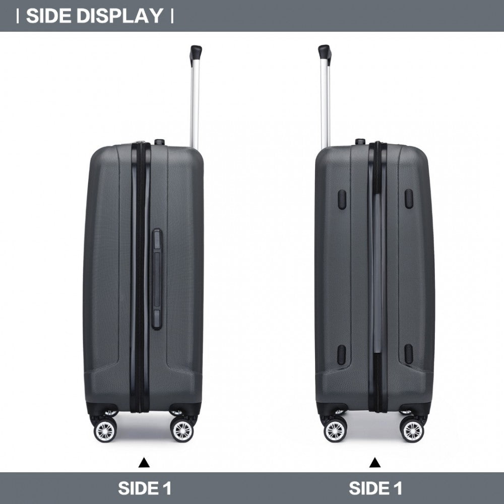 Striped ABS+PC Hard Shell Luggage with 360-Degree Spinner Wheels – 24-Inch – Grey