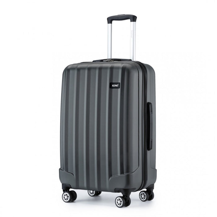 Striped ABS+PC Hard Shell Luggage with 360-Degree Spinner Wheels – 28-Inch – Grey