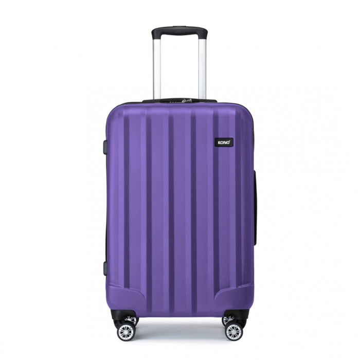 Striped ABS+PC Hard Shell Luggage with 360-Degree Spinner Wheels – 28-Inch – Purple
