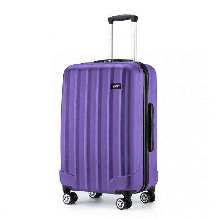 Striped ABS+PC Hard Shell Luggage with 360-Degree Spinner Wheels – 24-Inch – Purple