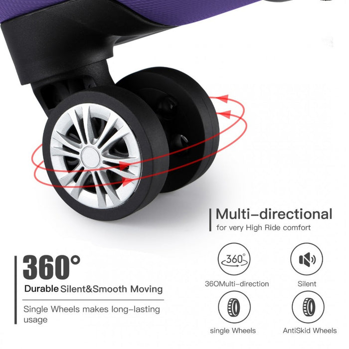 Striped ABS+PC Hard Shell Luggage with 360-Degree Spinner Wheels – 28-Inch – Purple