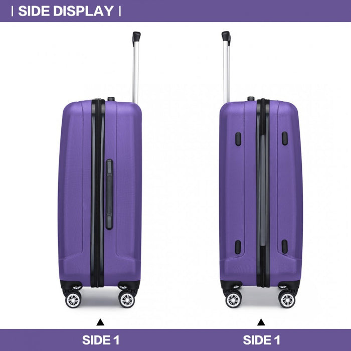Striped ABS+PC Hard Shell Luggage with 360-Degree Spinner Wheels – 24-Inch – Purple