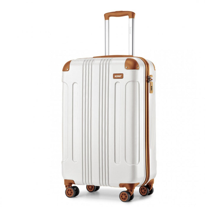 Lightweight Compact ABS Hard Shell Cabin Suitcase Travel Carry-On Luggage – 19-Inch – Cream