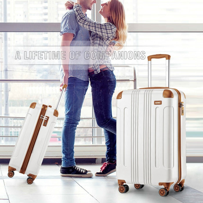 Lightweight Compact ABS Hard Shell Cabin Suitcase Travel Carry-On Luggage – 19-Inch – Cream