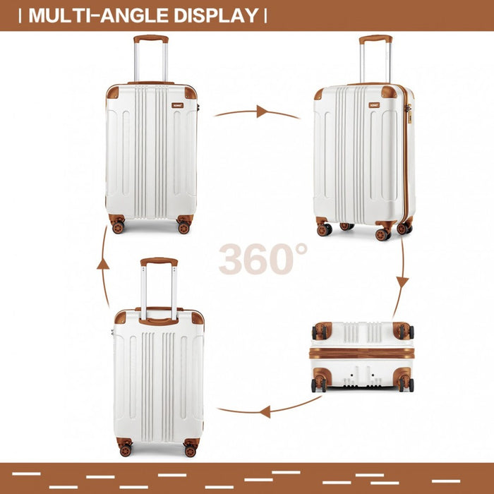 Lightweight Compact ABS Hard Shell Cabin Suitcase Travel Carry-On Luggage – 19-Inch – Cream