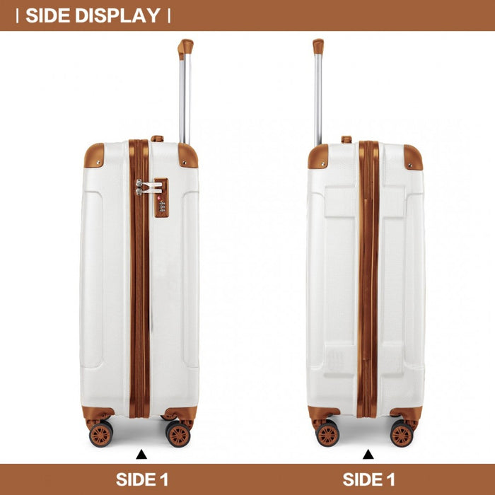 Lightweight Compact ABS Hard Shell Cabin Suitcase Travel Carry-On Luggage – 19-Inch – Cream