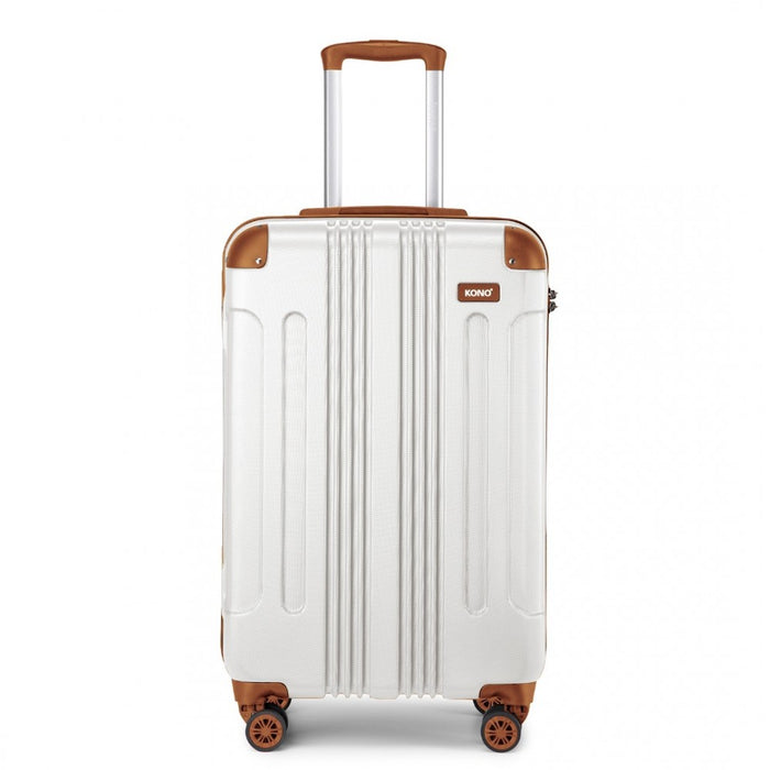 Lightweight Compact ABS Hard Shell Cabin Suitcase Travel Carry-On Luggage – 19-Inch – Cream