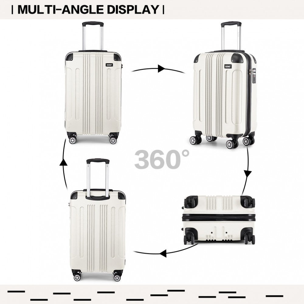Lightweight Compact ABS Hard Shell Cabin Suitcase Travel Carry-On Luggage – 19-Inch – Beige