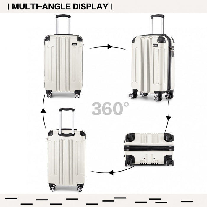Lightweight Compact ABS Hard Shell Cabin Suitcase Travel Carry-On Luggage – 19-Inch – Beige