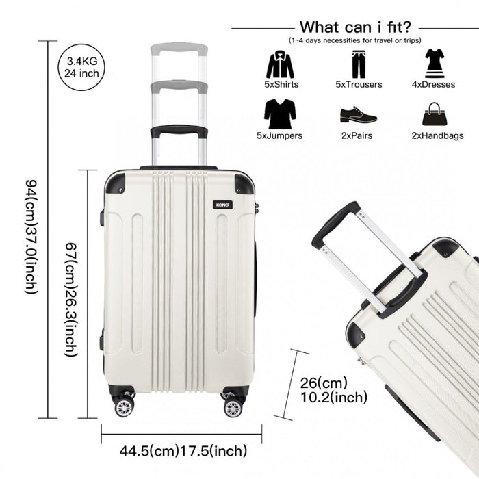 Lightweight Compact ABS Hard Shell Travel Luggage – 24-Inch – Beige
