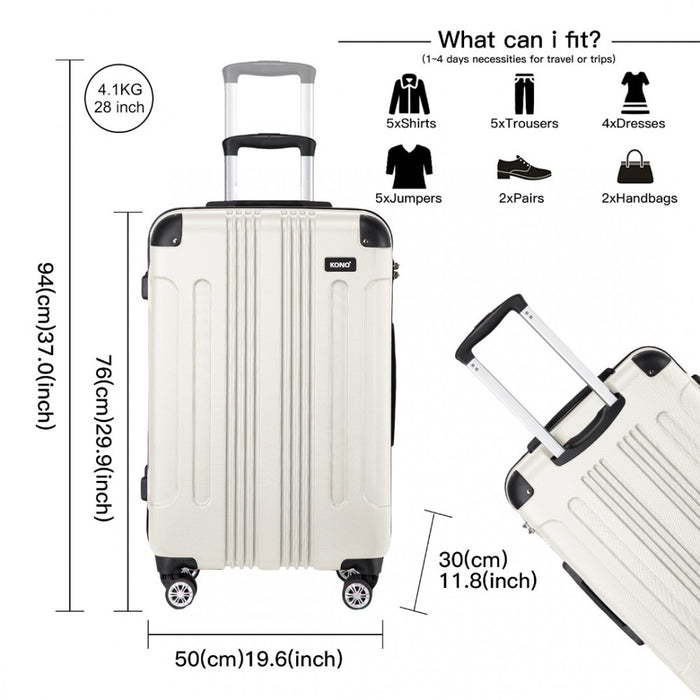 Lightweight Compact ABS Hard Shell Travel Luggage – 28-Inch – Beige