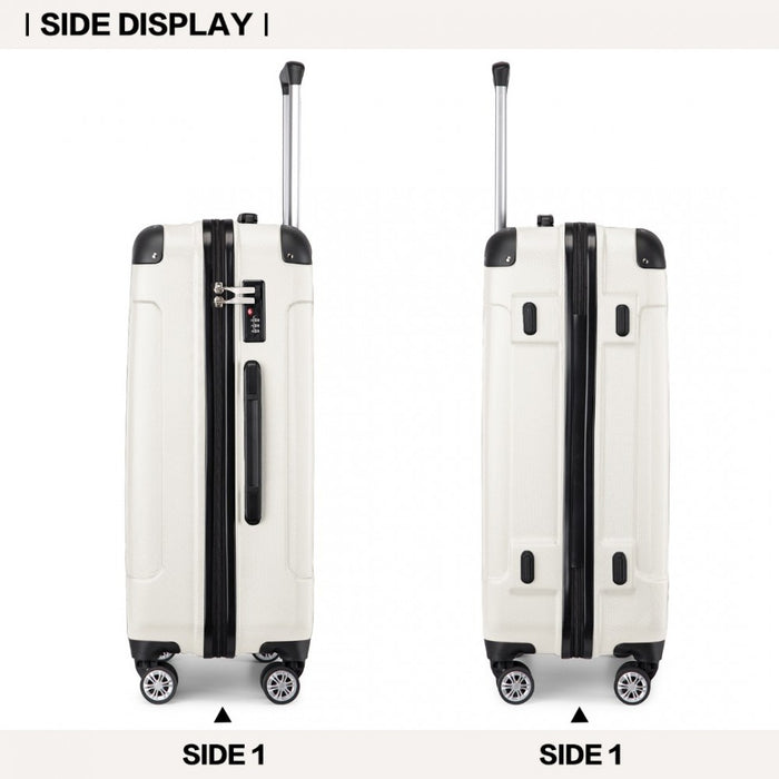 3-Piece Lightweight Compact ABS Hard Shell Travel Luggage Set – 19/24/28-Inch – Beige