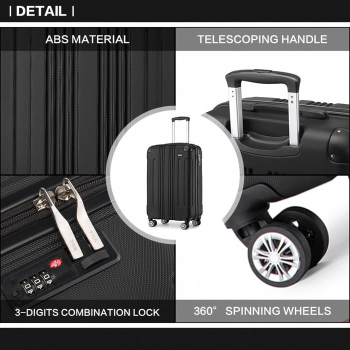 Lightweight Compact ABS Hard Shell Cabin Suitcase Travel Carry-On Luggage – 19-Inch – Black