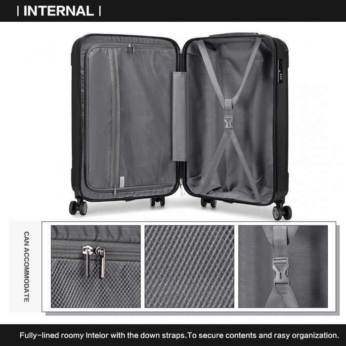 Lightweight Compact ABS Hard Shell Cabin Suitcase Travel Carry-On Luggage – 19-Inch – Black