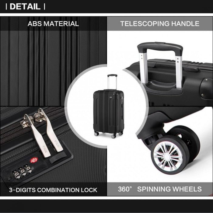 Lightweight Compact ABS Hard Shell Travel Luggage – 28-Inch – Black