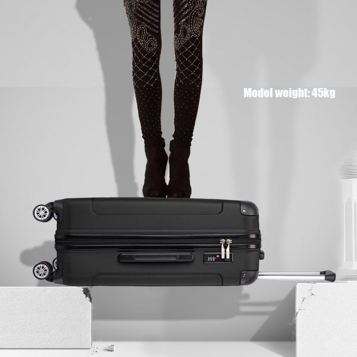 Lightweight Compact ABS Hard Shell Travel Luggage – 24-Inch – Black