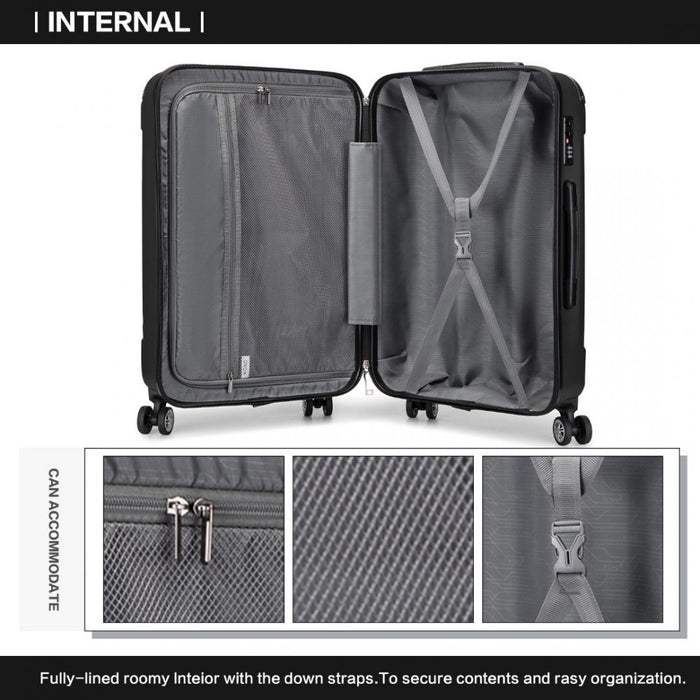 Lightweight Compact ABS Hard Shell Travel Luggage – 28-Inch – Black