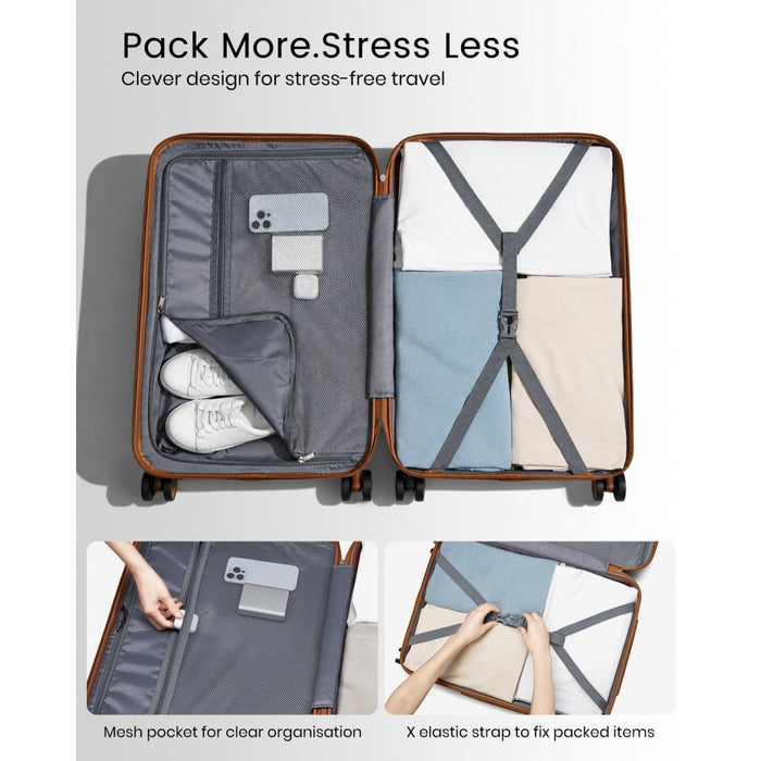 Lightweight Compact ABS Hard Shell Travel Luggage – 24-Inch – Cream