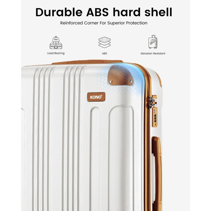 Lightweight Compact ABS Hard Shell Travel Luggage – 28-Inch – Cream