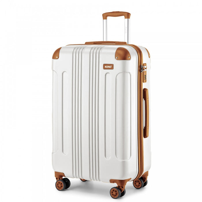 Lightweight Compact ABS Hard Shell Travel Luggage – 28-Inch – Cream