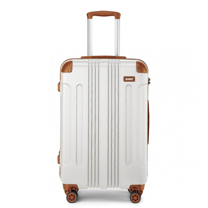 Lightweight Compact ABS Hard Shell Travel Luggage – 24-Inch – Cream