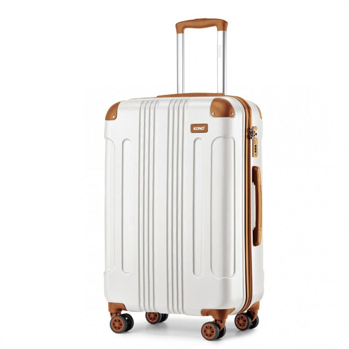 Lightweight Compact ABS Hard Shell Travel Luggage – 24-Inch – Cream