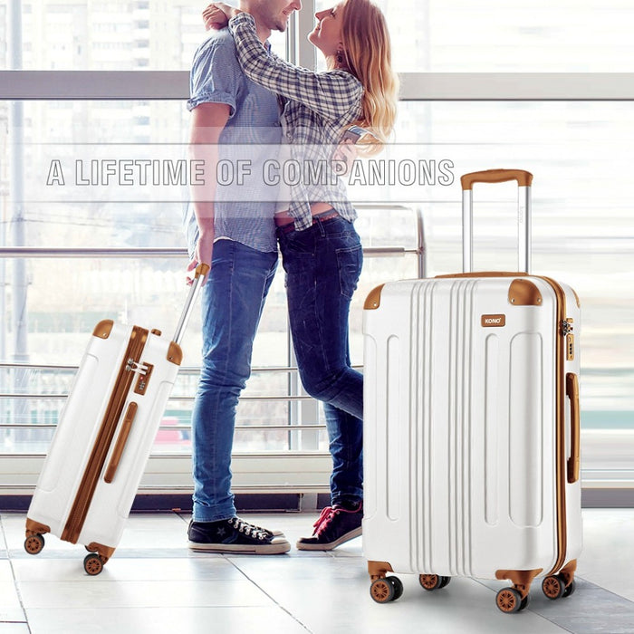 Lightweight Compact ABS Hard Shell Travel Luggage – 28-Inch – Cream
