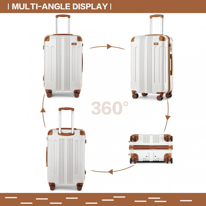 Lightweight Compact ABS Hard Shell Travel Luggage – 24-Inch – Cream