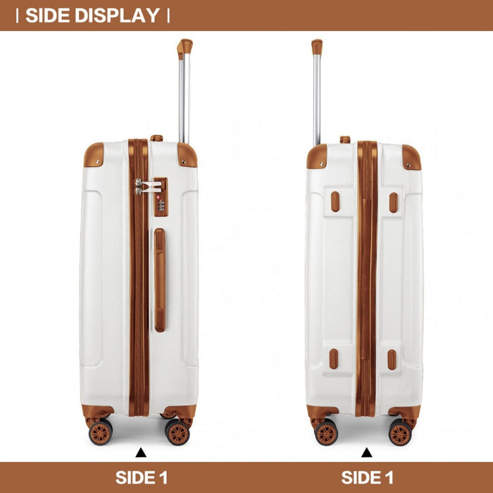 Lightweight Compact ABS Hard Shell Travel Luggage – 24-Inch – Cream