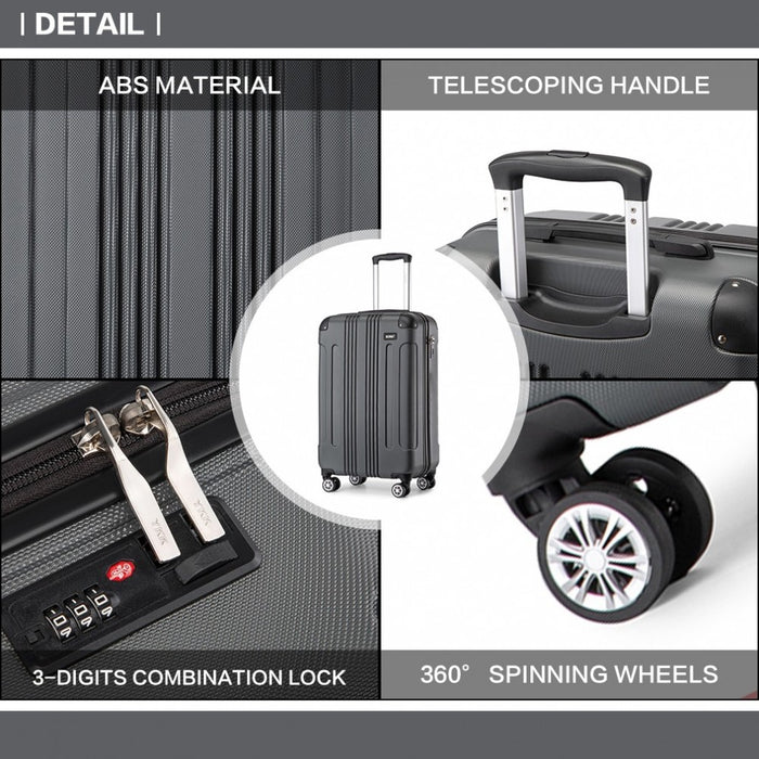Lightweight Compact ABS Hard Shell Cabin Suitcase Travel Carry-On Luggage – 19-Inch – Grey