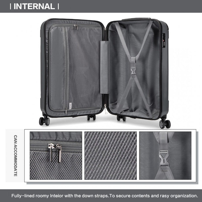 Lightweight Compact ABS Hard Shell Cabin Suitcase Travel Carry-On Luggage – 19-Inch – Grey