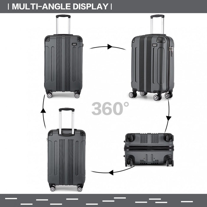 Lightweight Compact ABS Hard Shell Cabin Suitcase Travel Carry-On Luggage – 19-Inch – Grey