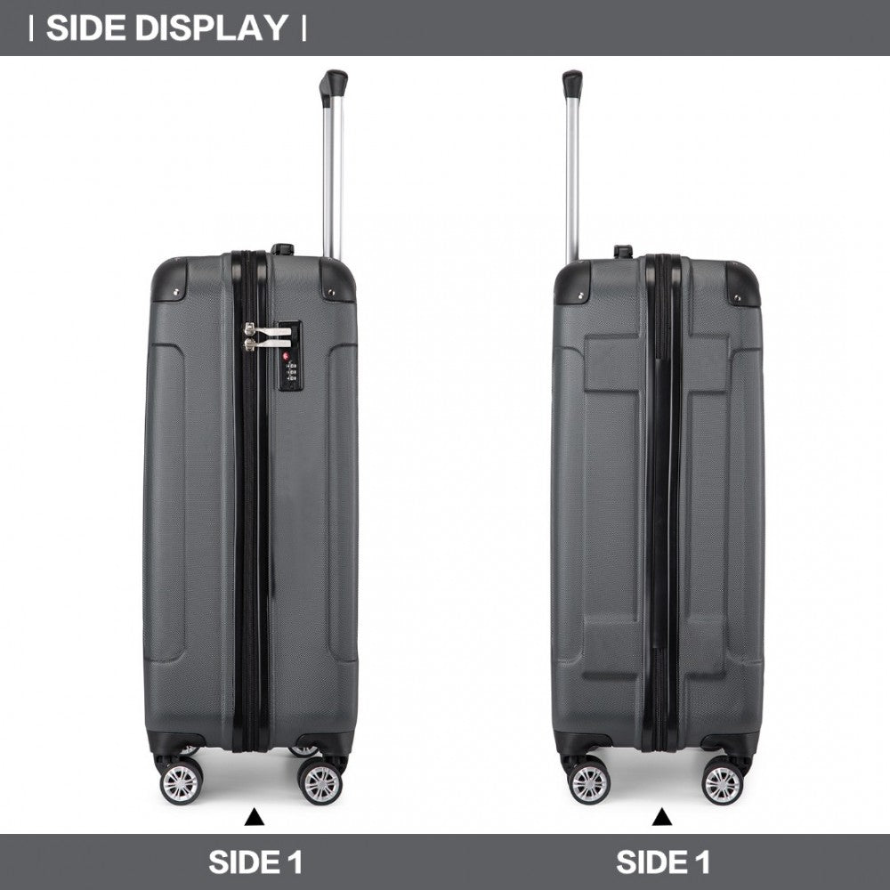 Lightweight Compact ABS Hard Shell Cabin Suitcase Travel Carry-On Luggage – 19-Inch – Grey