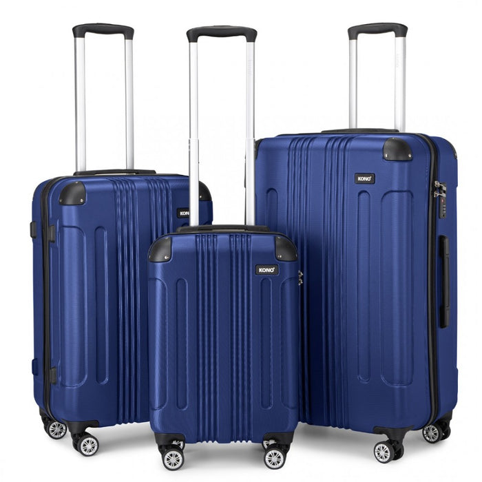 3-Piece Lightweight Compact ABS Hard Shell Travel Luggage Set – 19/24/28-Inch – Navy