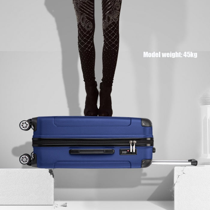 3-Piece Lightweight Compact ABS Hard Shell Travel Luggage Set – 19/24/28-Inch – Navy