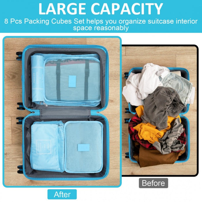 ABS Cabin Suitcase with Travel Luggage Organiser Bag Set – 20-Inch – Blue