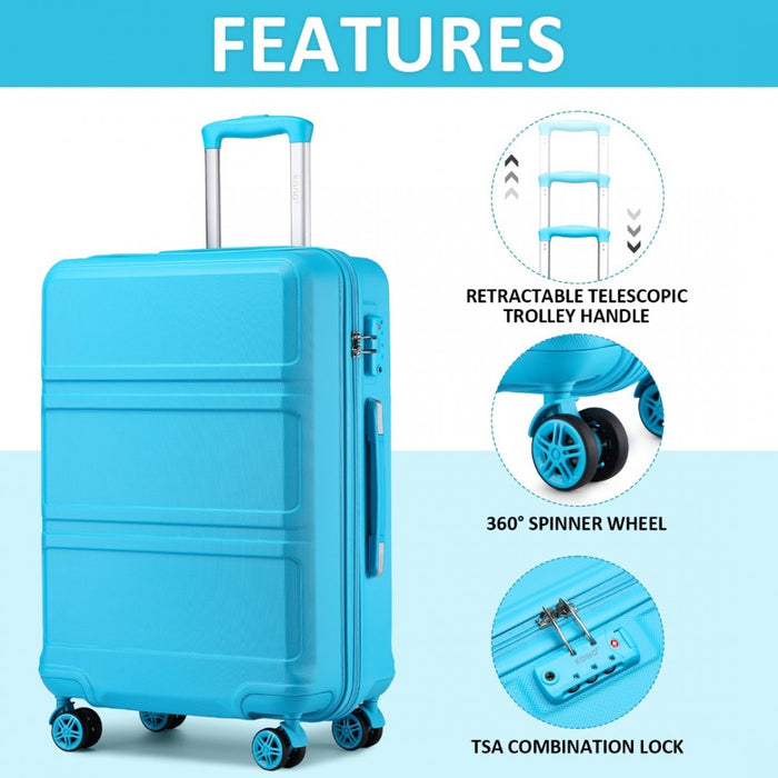 ABS Cabin Suitcase with Travel Luggage Organiser Bag Set – 20-Inch – Blue