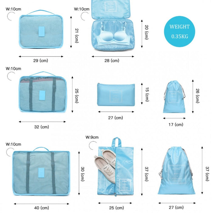 ABS Cabin Suitcase with Travel Luggage Organiser Bag Set – 20-Inch – Blue