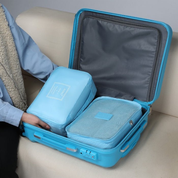 ABS Cabin Suitcase with Travel Luggage Organiser Bag Set – 20-Inch – Blue