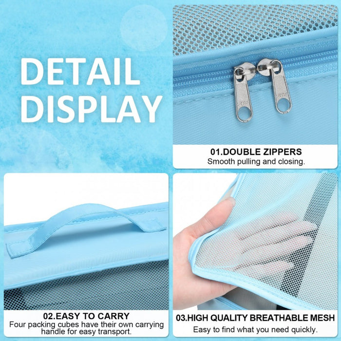 ABS Cabin Suitcase with Travel Luggage Organiser Bag Set – 20-Inch – Blue