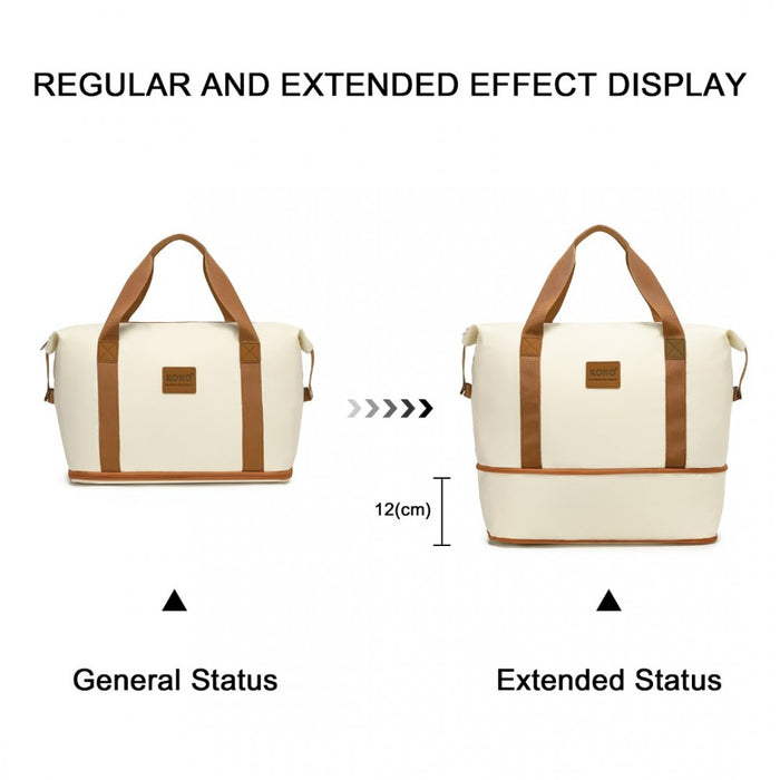 6-Piece ABS Suitcase Set with 4 Wheel Design Including Vanity Case Weekend Bag and Toiletry Bag – Cream