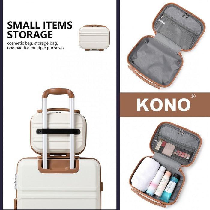 6-Piece ABS Suitcase Set with 4 Wheel Design Including Vanity Case Weekend Bag and Toiletry Bag – Cream